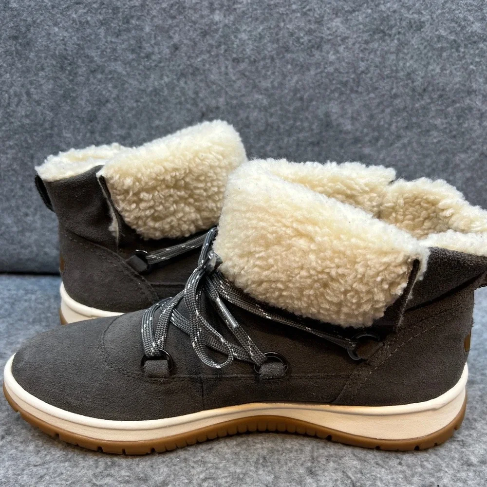 UGG Lakesider Heritage Lace Charcoal Gray Suede Shearling Boots Womens Size 10